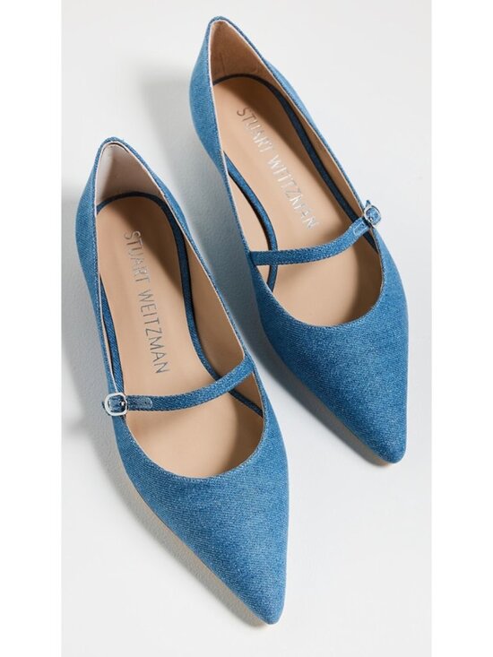 Stuart Weitzman Shoes - New Stuart Weitzman Emilia Mary Jane Ballerina Flats Denim Sz 8